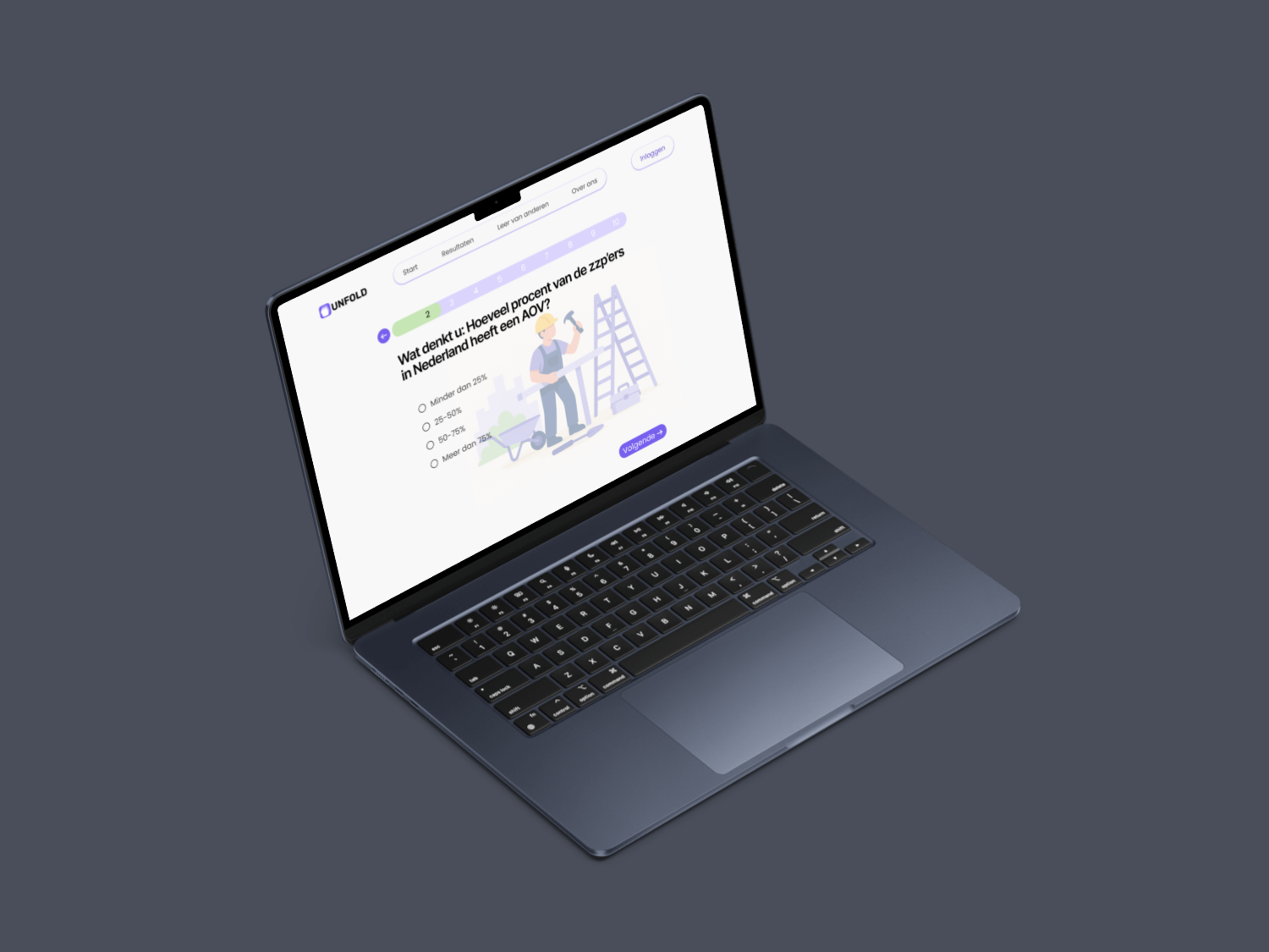 UNFOLD quiz question screen